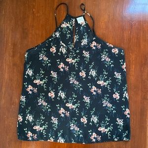 Paper Crane Black Floral Sleeveless Blouse size M